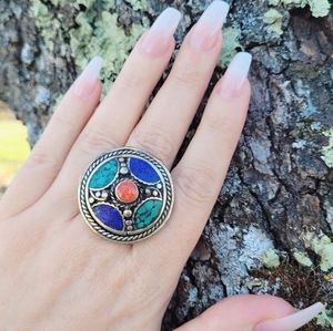Tibetan Turquoise Nepali Boho Ring NWOT